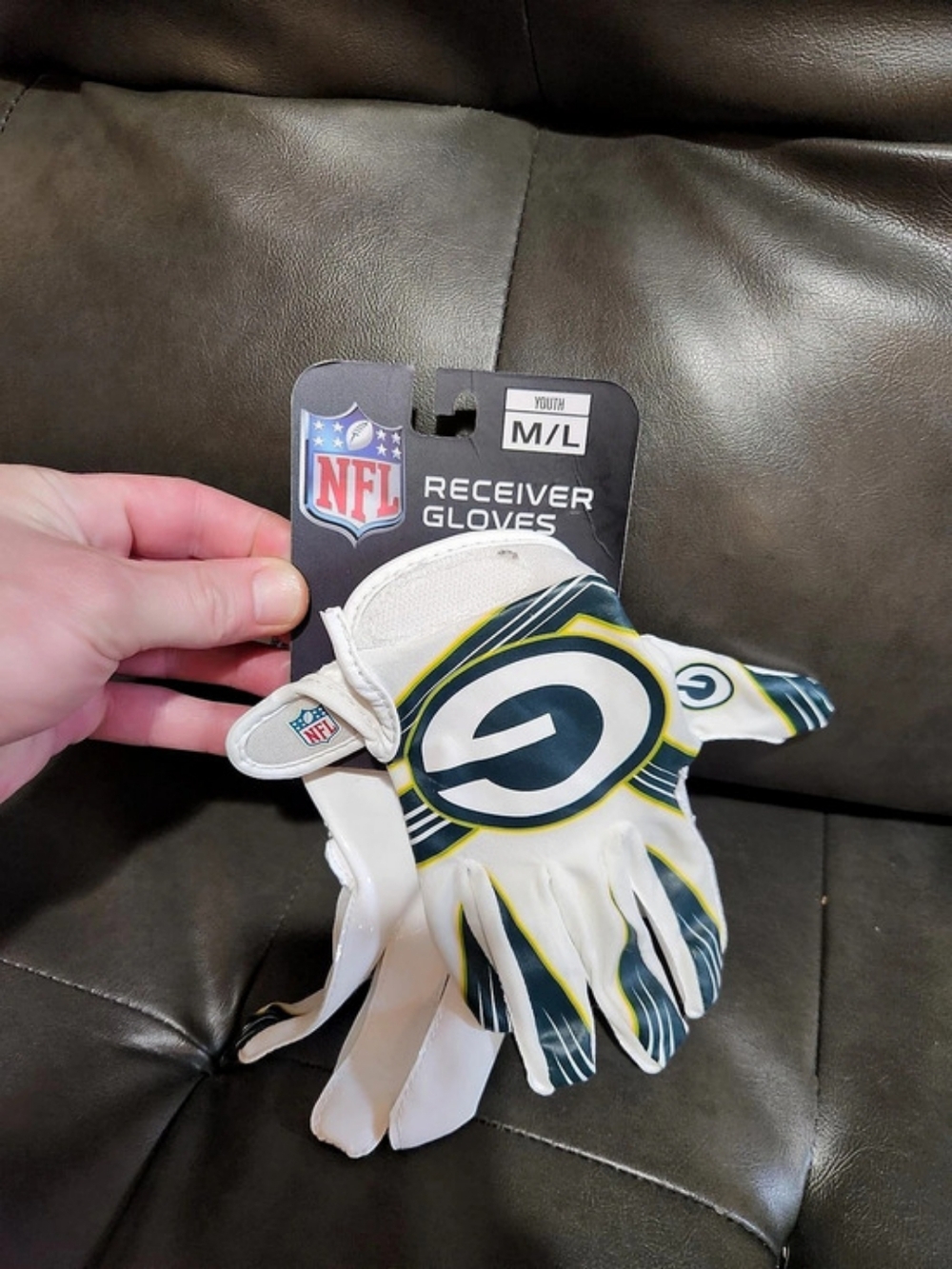 Franklin NFL Receiver Gloves Green Bay Packers M/L NWT